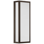 Rectangular wall light fixture with a bronze frame on a white background
