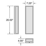 Dimensions of a rectangular object with dimensions labeled