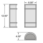 Technical drawing of a rectangular object with dimensions labeled