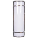 Cylindrical wall light fixture with satin frame on a white background