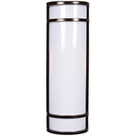 Cylindrical wall light fixture with bronze frame on a white background