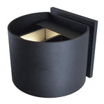 Black wall-mounted light with a lid on a white background