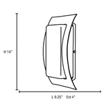 Line drawing of a rectangular object with dimensions labeled