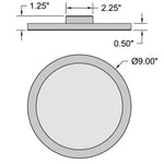 9" ModPLUS LED Flush Mount Ceiling Light, 18W, 2000 Lumens, 3000K, 120-277V, Black, Brushed Steel, Chrome, or White