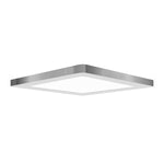 Square LED Flush Mount ceiling light fixture with chrome frame on a white background