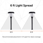 Black solar-powered premier garden pathway lights with clear faceted glass and dual color 3100K or 6000K options