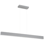 Gray linear pendant light fixture on a white background