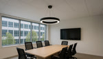 Black 24 inch led rgbw round pendant light with sleek modern design illuminated ring 4000 lumen 40w cct selectable