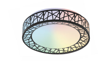 12" LED RGBW Flushmount Loft, 20W, 120V, Smart App, Black or Nickel