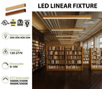 4 FT LED Direct/Indirect Suspended Linear Fixture, 5500 Lumen Max, Wattage and CCT Selectable, 120-277V, Natural or Teak Wood Finish