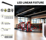 4 FT LED Direct/Indirect Suspended Linear Fixture, 6900 Lumen Max, Wattage and CCT Selectable, 120-277V, Black, White, or Silver Finish