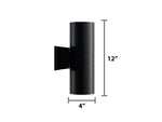 4" LED Architectural Indoor/Outdoor Wall Mount Cylinder Light, 3150 Lumen Max, Direct/Indirect, Wattage and CCT Selectable, Integrated Photocell, 120-277V, Black Finish