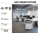 4 FT LED Linear Fixture, 4710 Lumens, 40W, CCT Selectable, 120-277V, White Finish, Canopy Kit Included