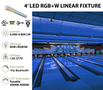 4FT LED RGBW Linear Fixture, 4800 Lumen Max, 40W, CCT Selectable, 120-277V, Black or White Finish