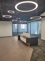 36" LED Round Direct/Indirect Pendant Light, 8000 Lumen Max, Wattage and CCT Selectable, 120-277V, White or Black Finish
