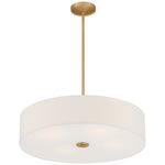 LED Pendant Semi-Flush Mount Ceiling Light, 34W, Antiqued Brushed Brass Finish, 120V, Mid Town Collection