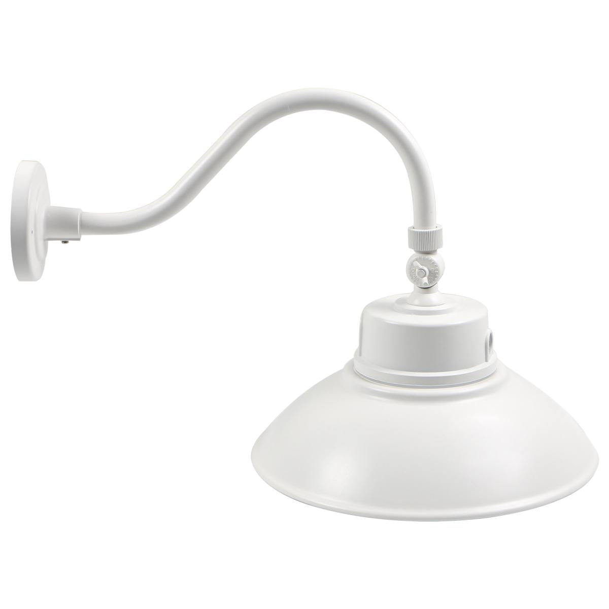 LED Gooseneck Fixture, Wattage and CCT Selectable, 5500 Lumen Max, Integrated Photocell, 120-277V, Finish White