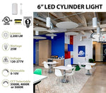 6" LED Architectural Cylinder Light Fixture, 2200 Lumens, 25W, CCT Selectable, 120-277V, White Finish
