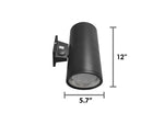 6" LED Architectural Wall Mount Cylinder Light, 5250 Lumen Max, Direct/Indirect, Wattage and CCT Selectable, 120-277V, Black Finish