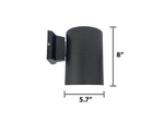 6" LED Architectural Wall Mount Cylinder Light, 2625 Lumen Max, Direct Down, Wattage and CCT Selectable, 120-277V, Black Finish