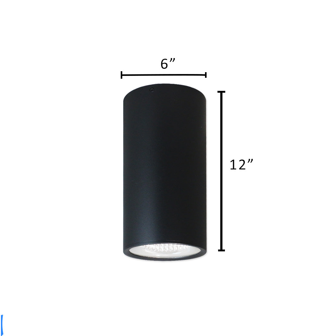 6" Ceiling Mount Cylinder Light, 2,625 Lumens, CCT & Wattage Selectable, 120-277V, Black