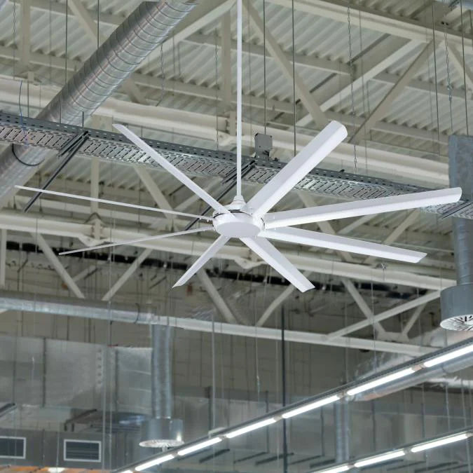 Widespan 100" 8-Blade Industrial Ceiling Fan, White Finish