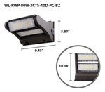 LED Adjustable Wall Pack, 11,200 Lumen Max, Wattage and CCT Selectable, Integrated Photocell, 120-277V