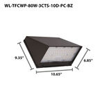 LED Traditional Cutoff Wall Pack, 11,120 Lumen Max, Wattage and CCT Selectable, Integrated Photocell, 120-277V