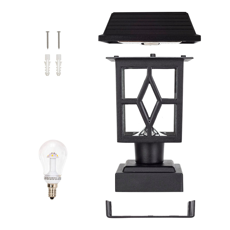 2PK Luna II Solar Post Cap/Pier Mount Light – Black