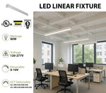 8 FT LED Linear Fixture, 9600 Lumen Max, 80W, CCT Selectable, 120-277V, White or Silver Finish