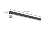 Black textured rectangular acoustic linear light fixture with direct indirect illumination in dark gray finish