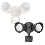 LED Security Flood Lights, 1400 Lumens, 20W, 3000K or 5000K, 120V, Black or White Finish, Motion Sensor Included