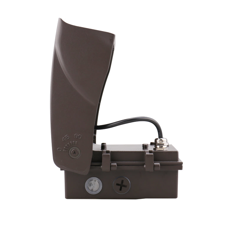 LED Adjustable Wall Pack, 4050 Lumen Max, Wattage and CCT Selectable, Integrated Photocell, 120-277V, Bronze Finish