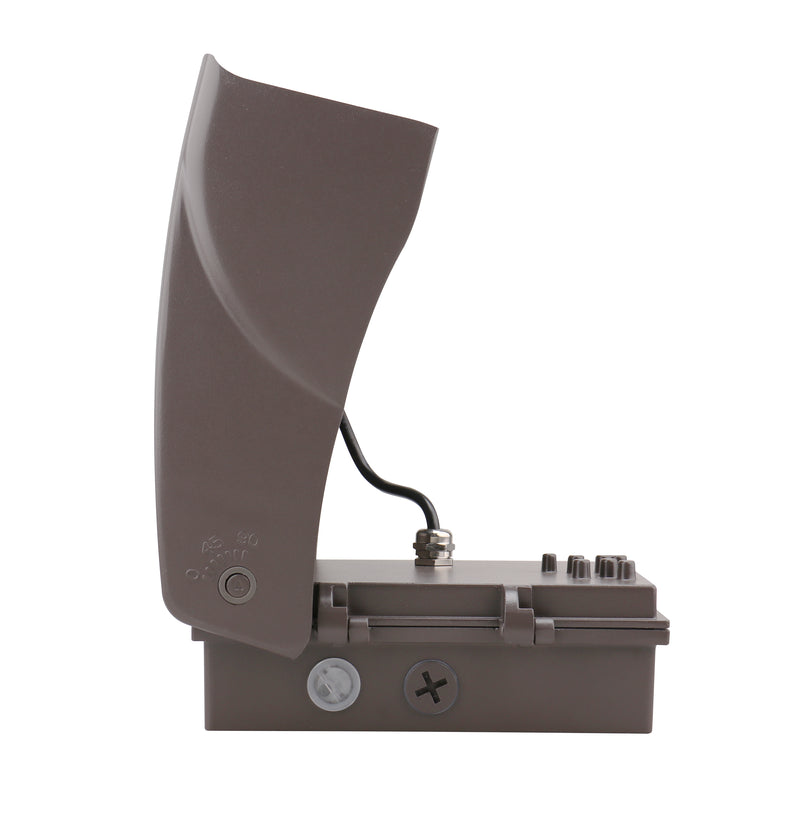 LED Adjustable Wall Pack, 7000 Lumen Max, Wattage and CCT Selectable, Integrated Photocell, 120-277V, Bronze Finish