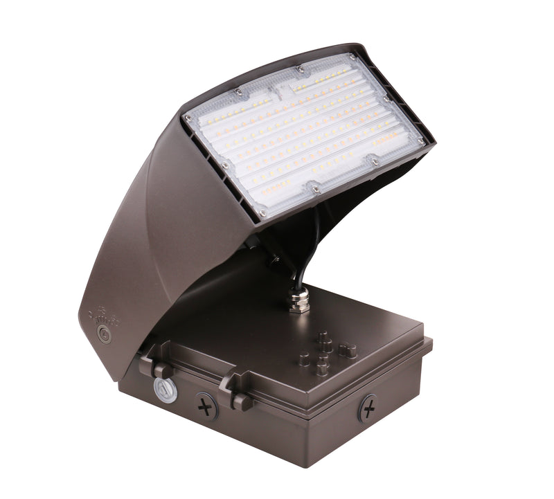 LED Adjustable Wall Pack, 7000 Lumen Max, Wattage and CCT Selectable, Integrated Photocell, 120-277V, Bronze Finish