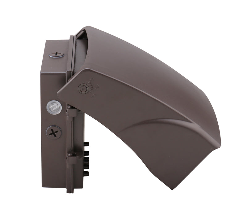 LED Adjustable Wall Pack, 7000 Lumen Max, Wattage and CCT Selectable, Integrated Photocell, 120-277V, Bronze Finish