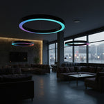 24" LED RGBW Round Suspended Fixture, 4000 Lumen Max, Wattage and CCT Selectable, 120-277V, White or Black Finish