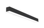 Modern black rectangular 4 ft led direct indirect suspended linear fixture with selectable wattage and cct in sleek design