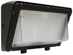 LED Traditional Wall Pack, 6348 Lumen Max, Wattage and CCT Selectable, 120-277V, Tempered Glass Lens