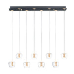 Newton 8-Light LED Pendant, 4,200 Lumens, 20W, 3000K CCT, 120V, Black/Gold Finish