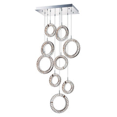 Charm 9-Light LED Pendant, 17,600 Lumens, 160W, 3000K CCT, 120V, Polished Chrome Finish