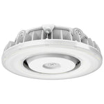 A white circular LED ceiling light fixture with a ribbed outer casing and a central mounting bracket, shown against a plain white background.