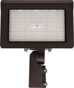 A rectangular outdoor LED wall light fixture in a dark brown finish, featuring a large grid of illuminated LED chips on its front face and a mounting bracket below, shown against a plain white background.