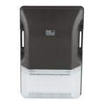 A dark brown outdoor wall light fixture with a clear ribbed lower housing, shown against a plain white background.