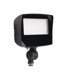 Black led flood light with rectangular white leds, adjustable arm, integrated photocell, 5250 lumen max output