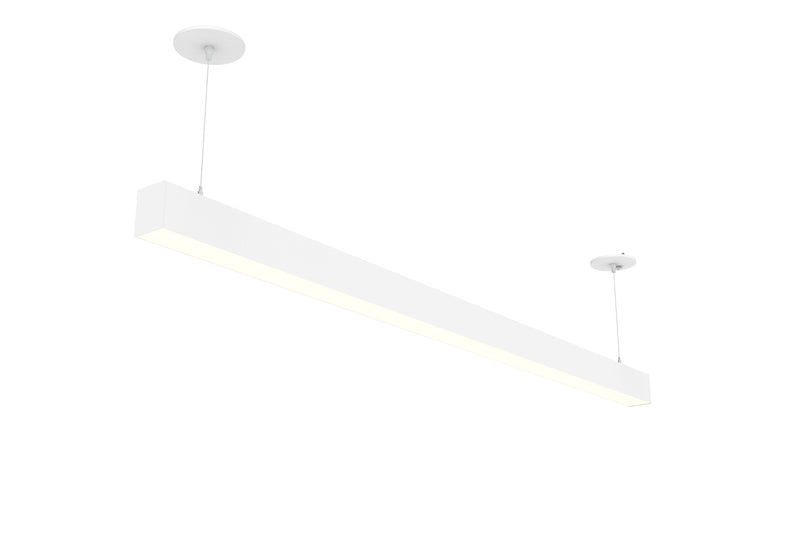 6 FT LED Direct/Indirect Suspended Linear Fixture, 8250 Lumen Max, Wattage and CCT Selectable, 120-277V, Black or White Finish