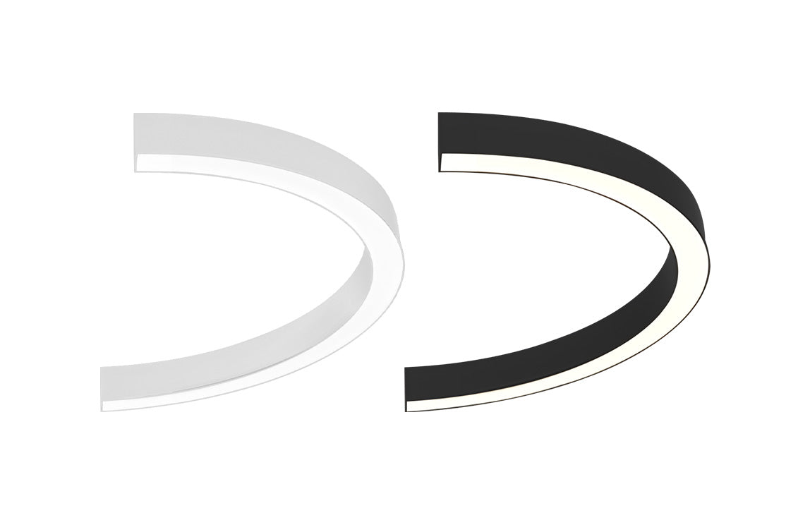 36" Half Circle LED Direct/Indirect Suspended Linear Fixture, 5880 Lumen Max, Wattage and CCT Selectable, 120-277V, White or Black Finish