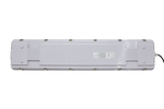 White rectangular 4ft led vapor light fixture with sleek modern design and metallic mounting brackets for vapor tight high use