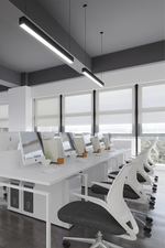 8 FT LED Direct/Indirect Suspended Linear Fixture, 2" Wide, 9200 Lumen Max, Wattage and CCT Selectable, 120-277V, White or Black Finish