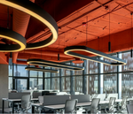 36" Half Circle LED Direct/Indirect Suspended Linear Fixture, 5880 Lumen Max, Wattage and CCT Selectable, 120-277V, White or Black Finish